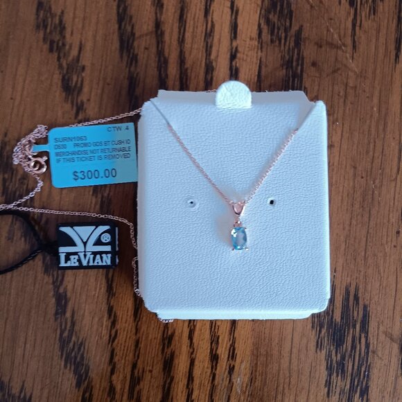 Le Vian® Pendant Necklace 3/8ct. tw. Ocean Blue Topaz in Strawberry Gold® - Picture 2 of 4